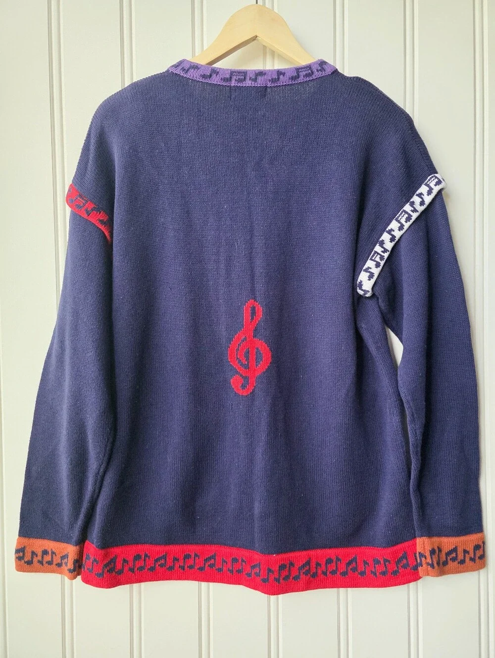 Vintage Coton D'or Musical Note Button Up Cardigan Sweater Purple Womens Medium - Picture 7 of 7